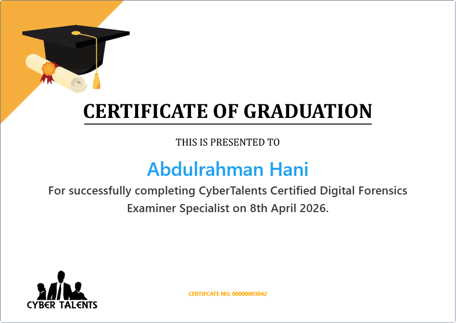 CyberTalents Certified Active Directory Penetration Tester certificate