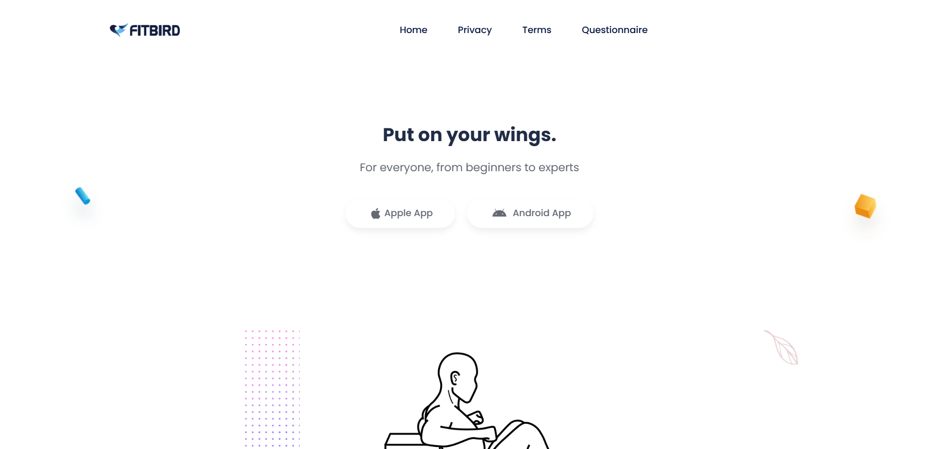 FitBird - public landing hero 'Put on your wings'