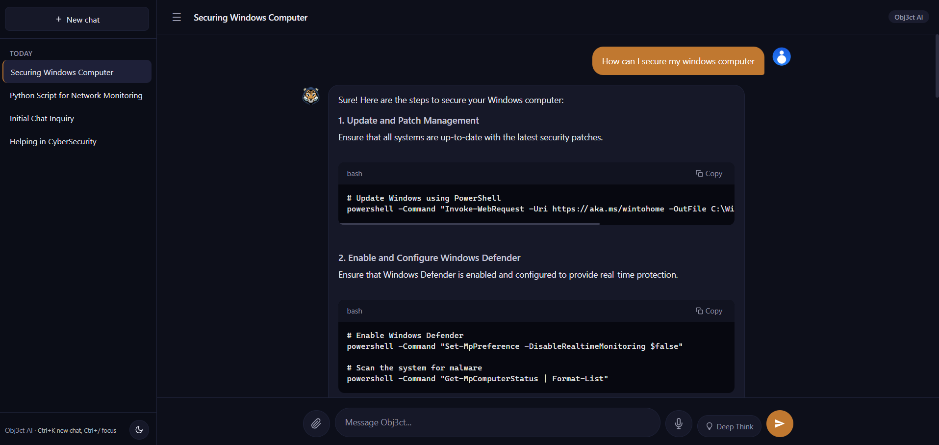 Obj3ct AI - Securing Windows computer