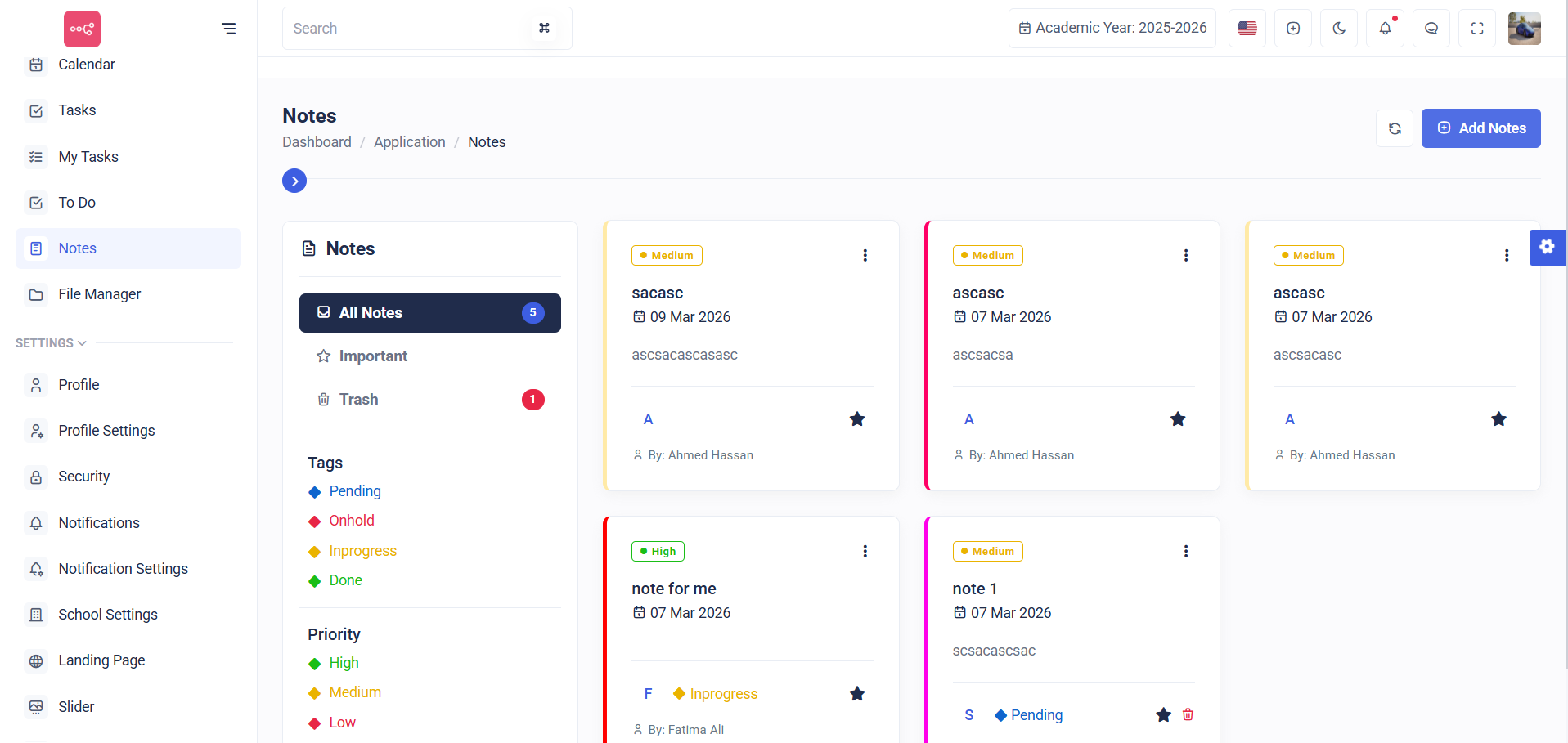 SISCool - calendar with event categories and academic year filter