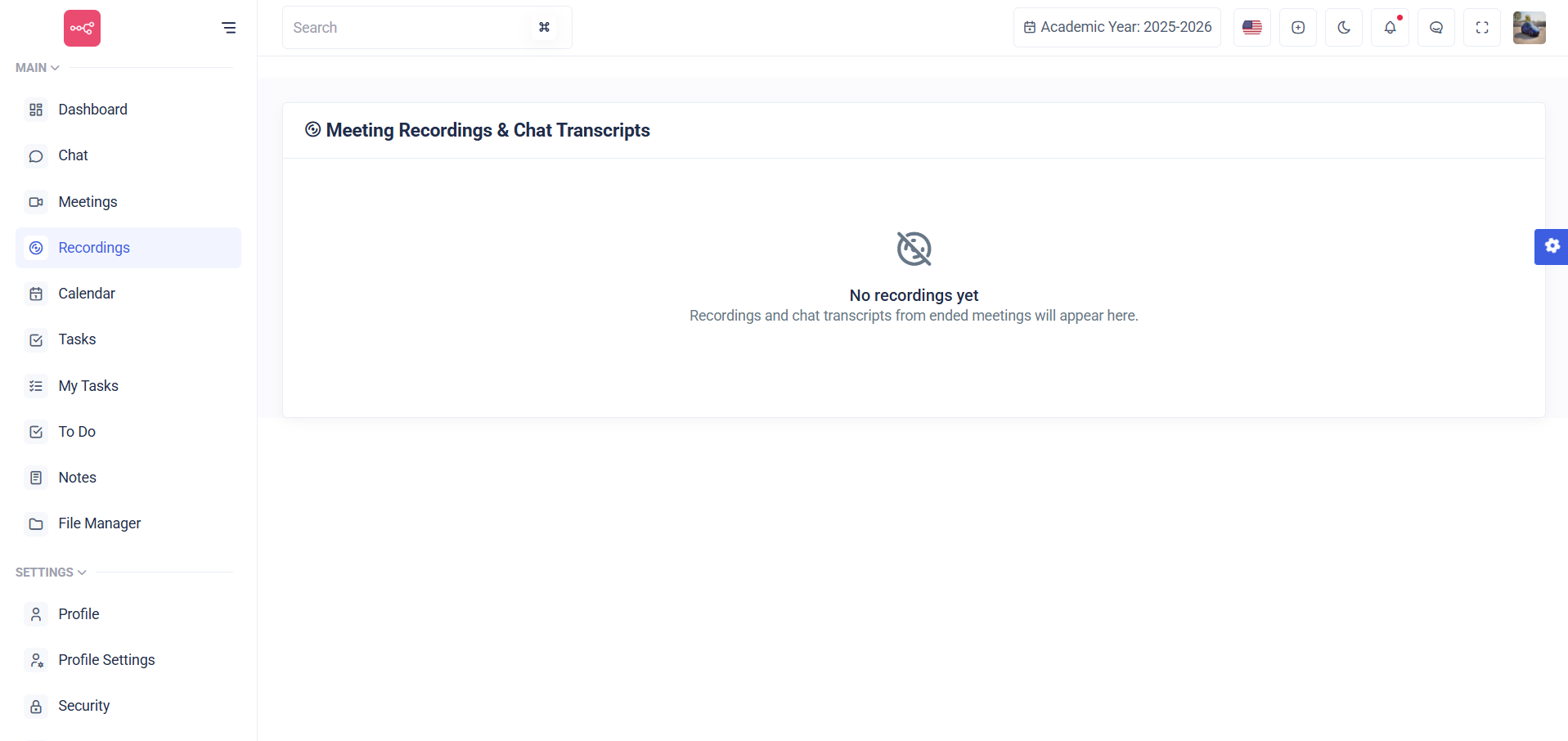 SISCool - meetings with live, scheduled and ended video sessions