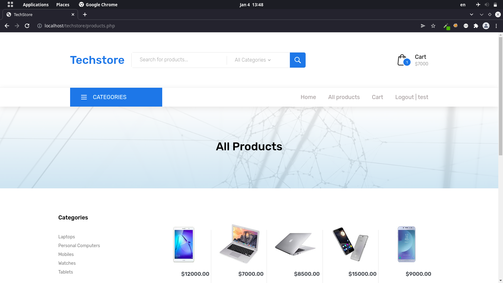 Techstore - all products listing