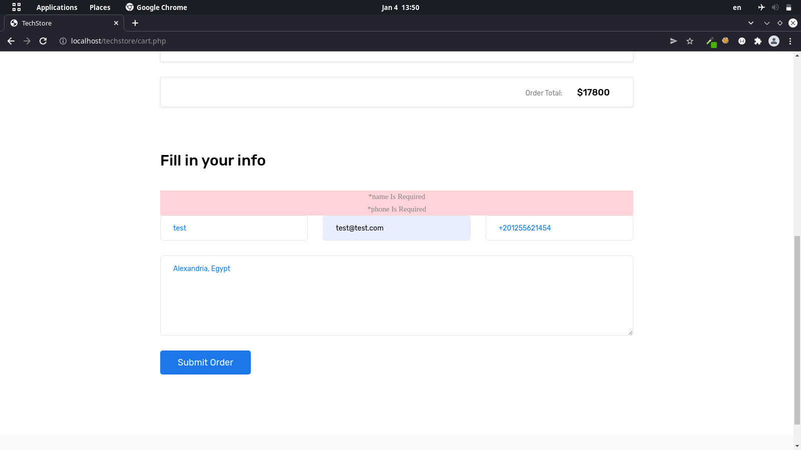 Techstore - cart and checkout
