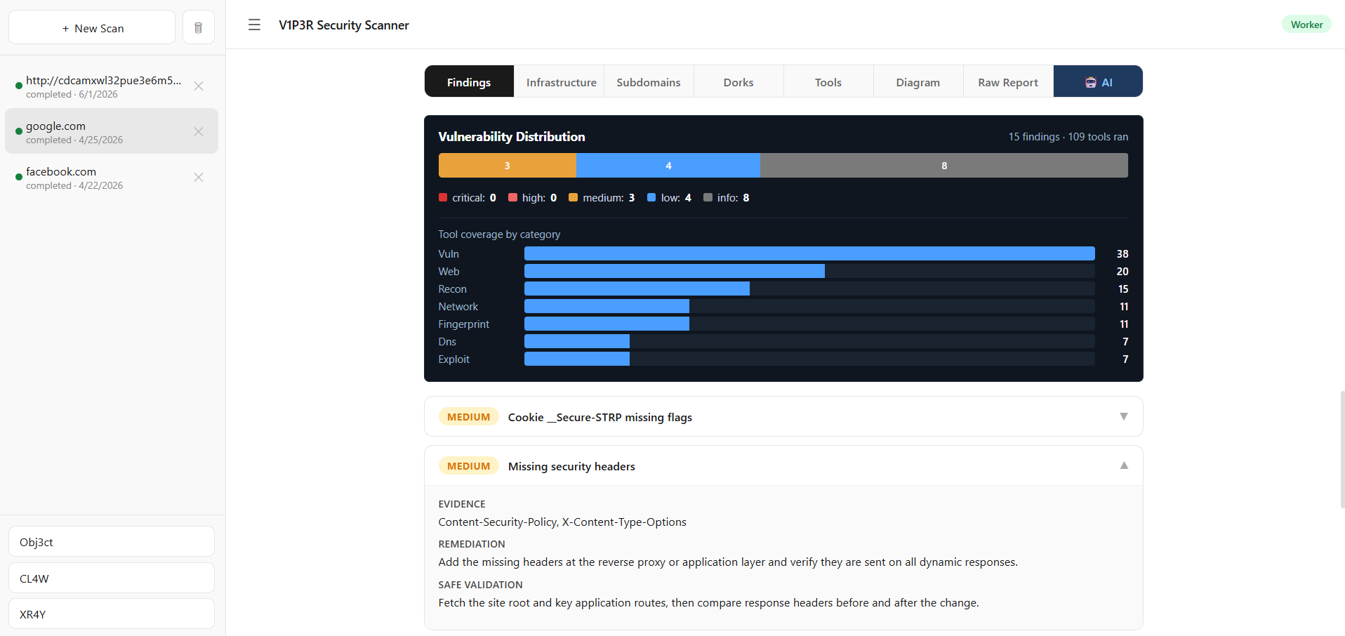 V1P3R - vulnerability distribution dashboard