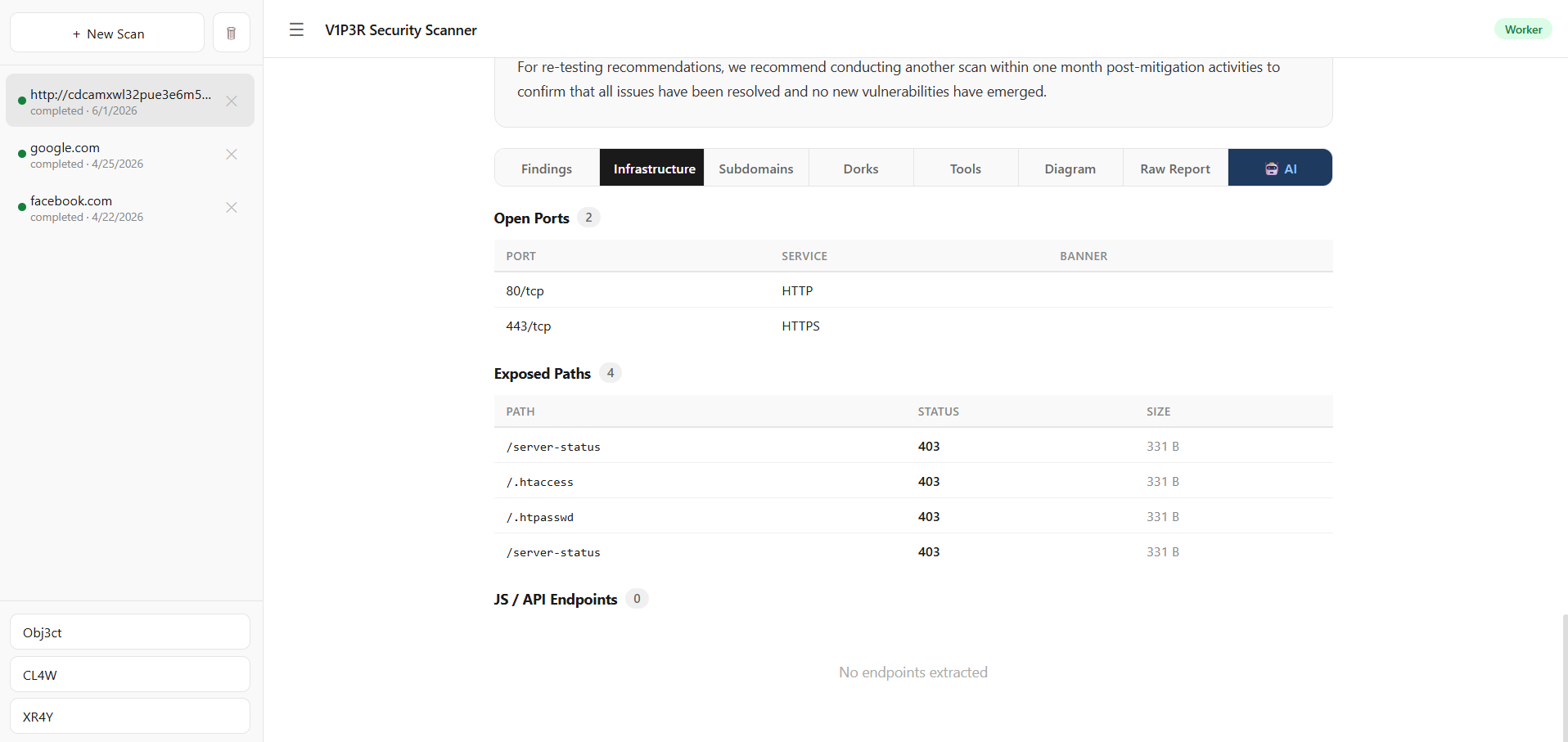 V1P3R - infrastructure and exposed paths